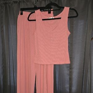 Pink Sleeveless Top and Pants Set